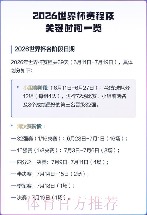 详解2026世界杯比赛时间安排，了解赛程更精彩